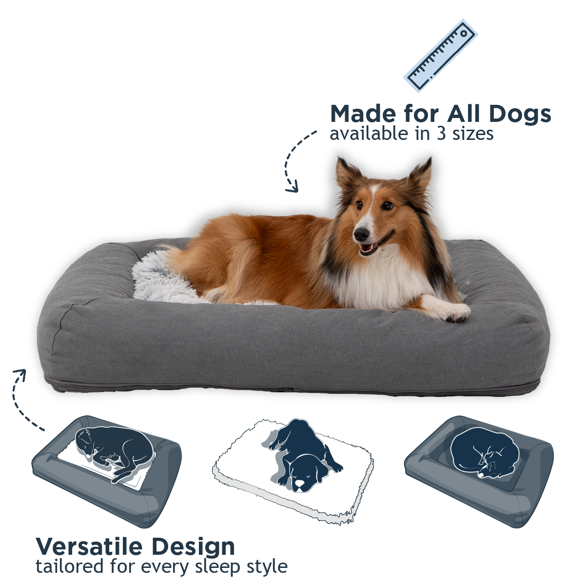 Grey All-In-One Dog Bed - additional image