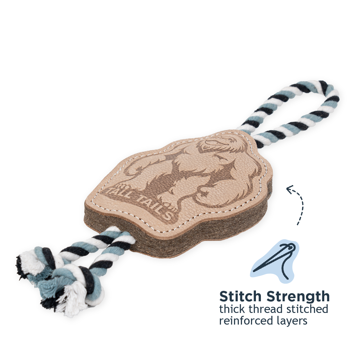 Natural Leather Big Foot Rope Tug Dog Toy - additional image