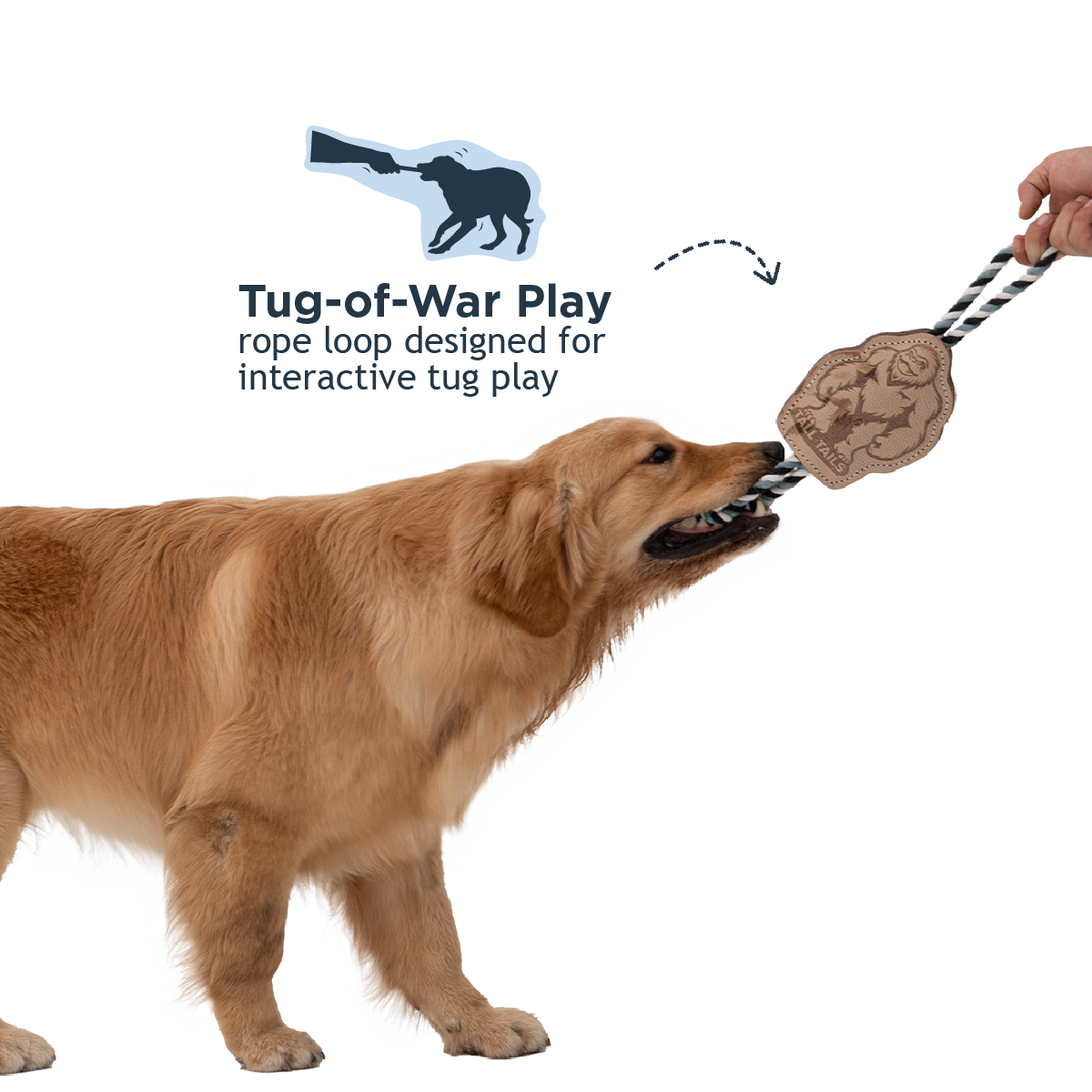 Natural Leather Big Foot Rope Tug Dog Toy - additional image