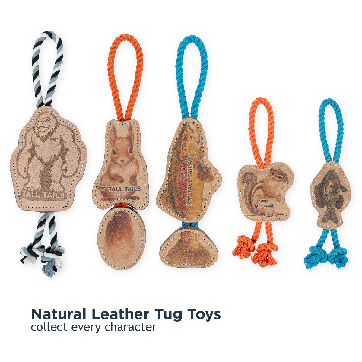 Natural Leather Chipmunk Tug Dog Toy - additional image