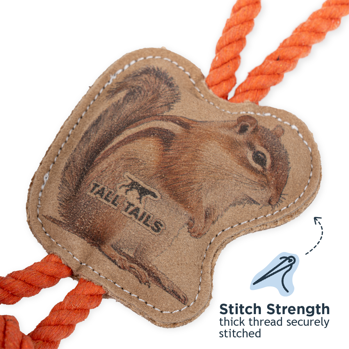 Natural Leather Chipmunk Tug Dog Toy - additional image