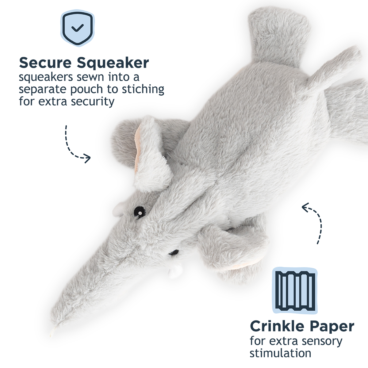 Stuffless Elephant Squeaker Dog Toy - additional image