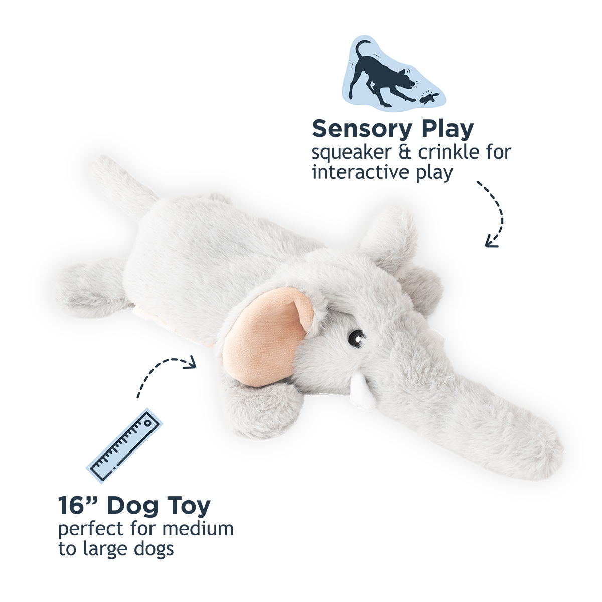 Stuffless Elephant Squeaker Dog Toy - additional image