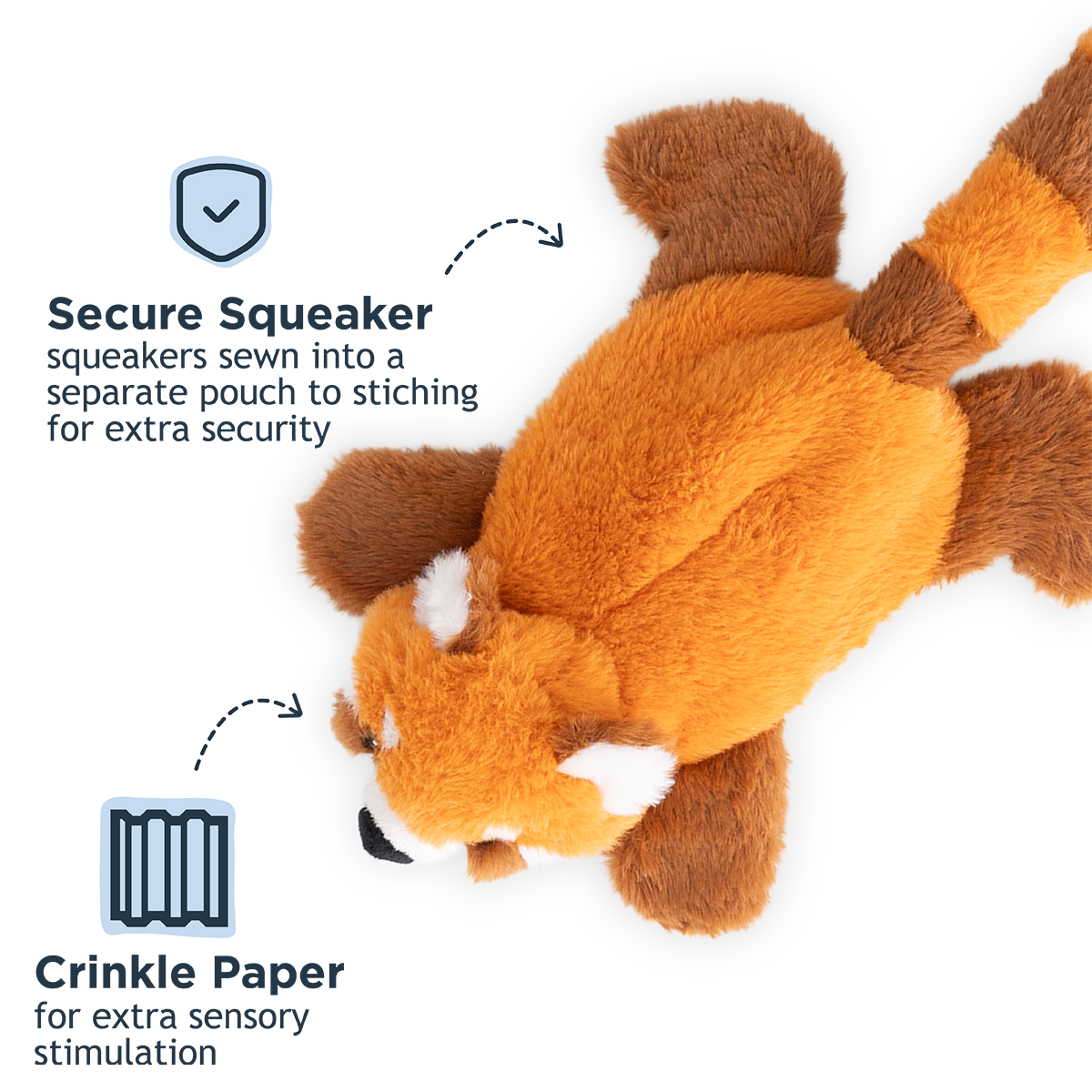 Stuffless Red Panda Squeaker Dog Toy - additional image