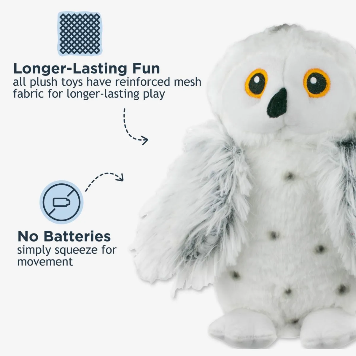Animated Snow Owl Dog Toy - additional image