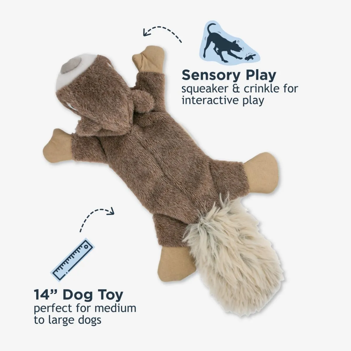 Stuffless Squirrel Squeaker Dog Toy - additional image
