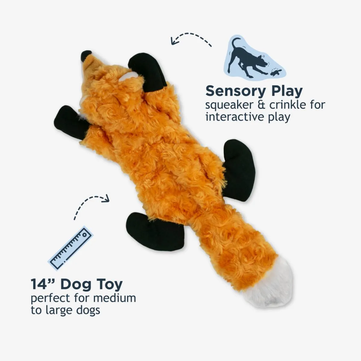 Stuffless Fox Squeaker Dog Toy - additional image