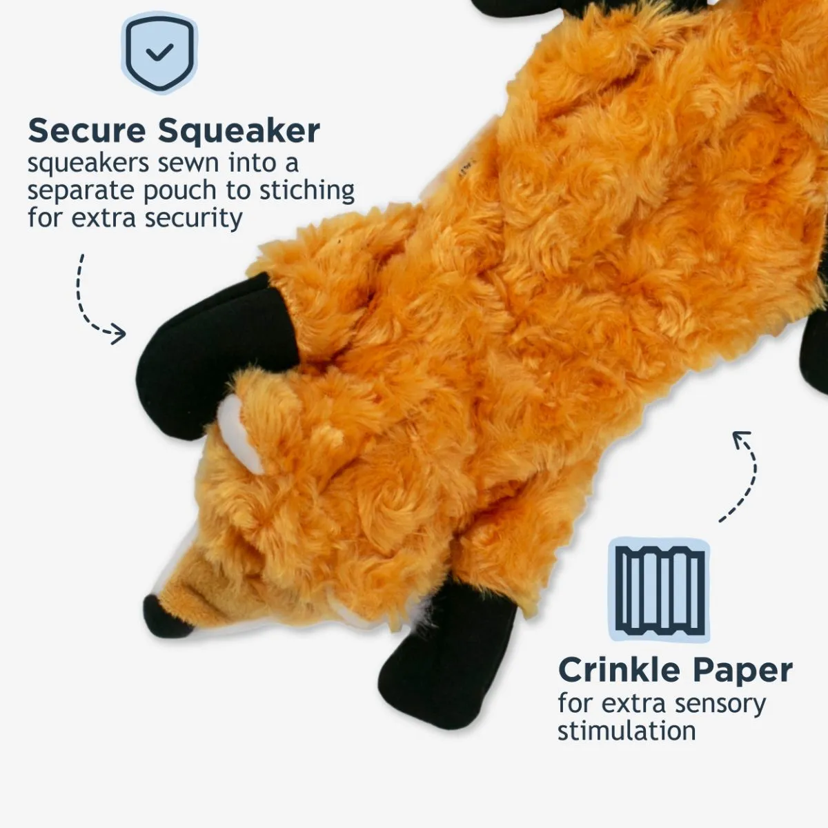 Stuffless Fox Squeaker Dog Toy - additional image
