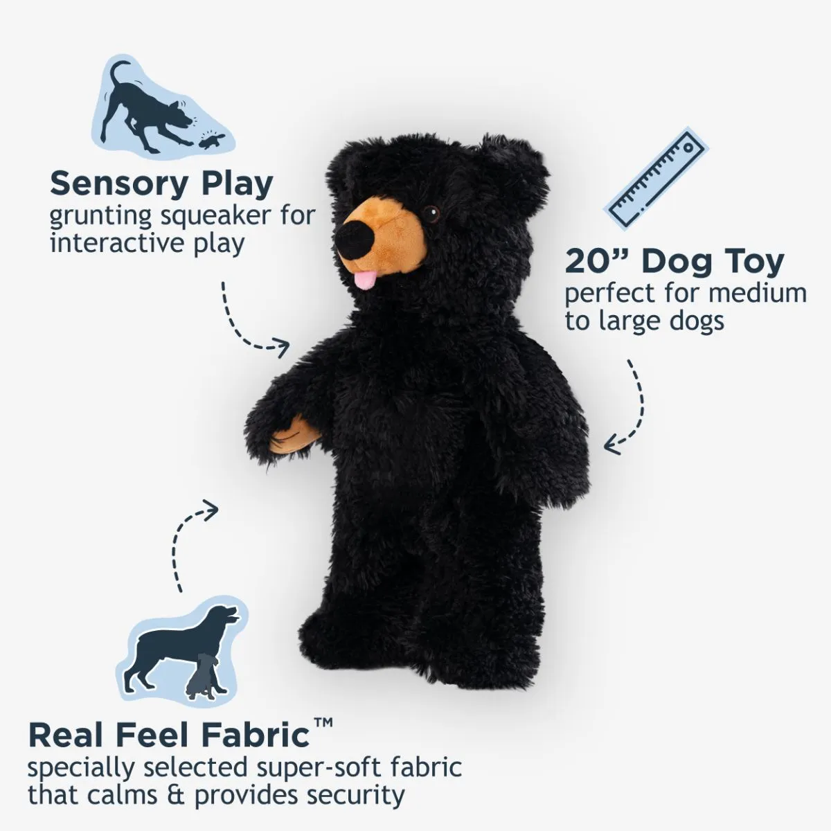 Stuffless Black Bear Squeaker Dog Toy - additional image