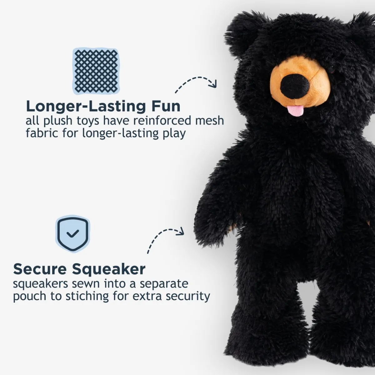 Stuffless Black Bear Squeaker Dog Toy - additional image