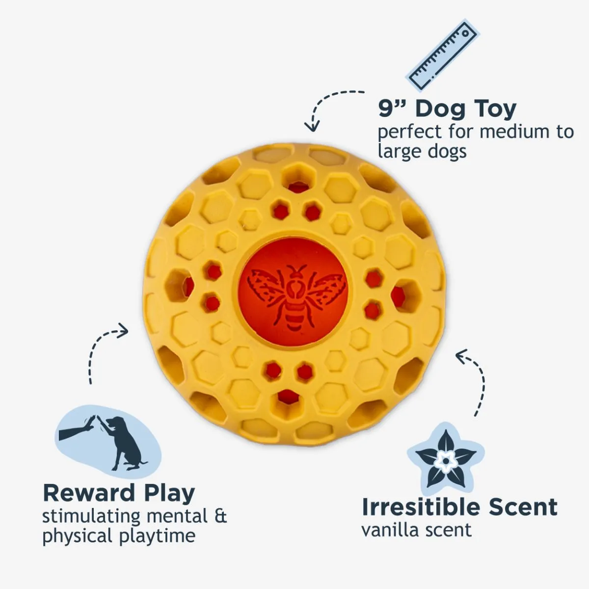 Natural Rubber Bee Hive Reward Dog Toy - additional image