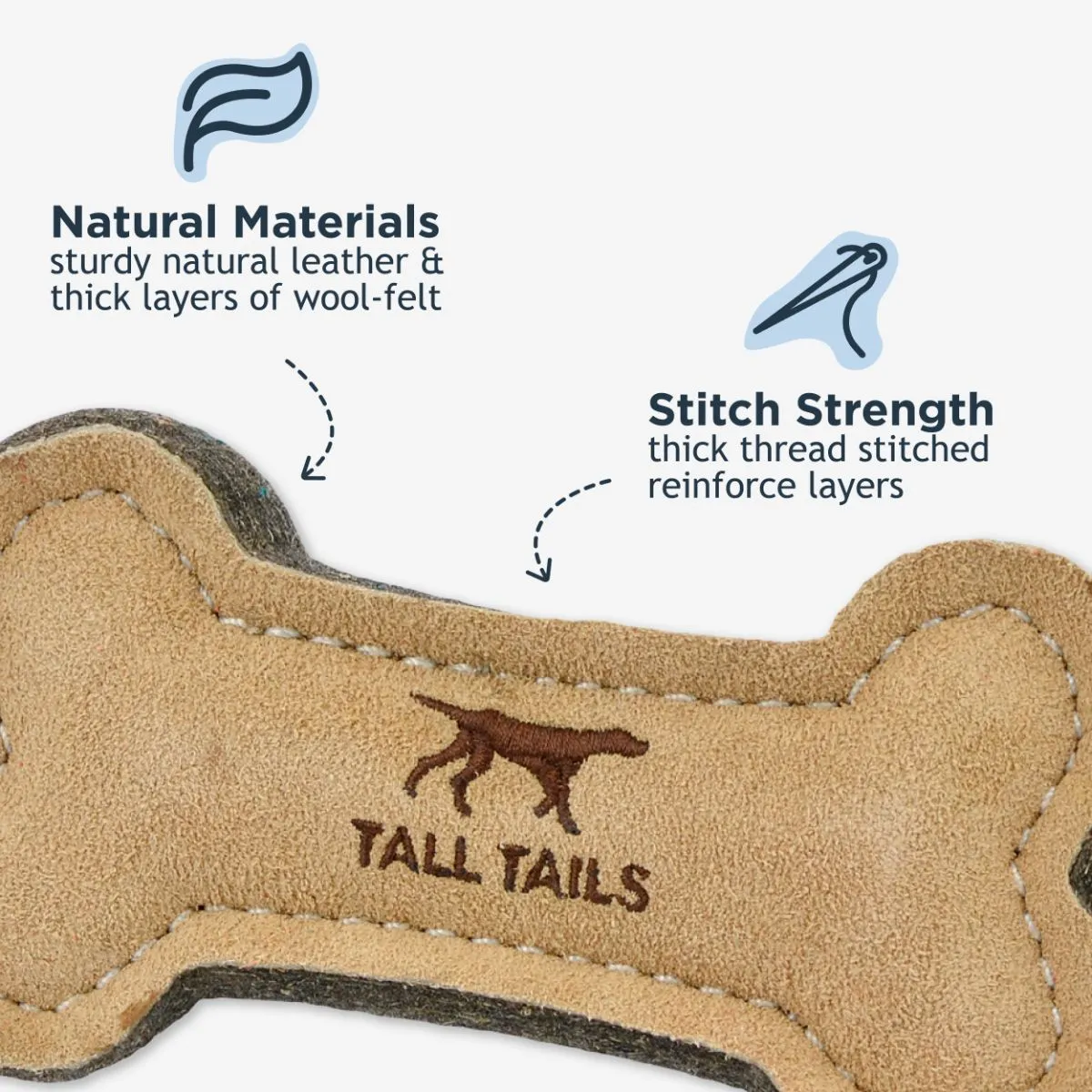 Natural Leather Bone Dog Toy - additional image