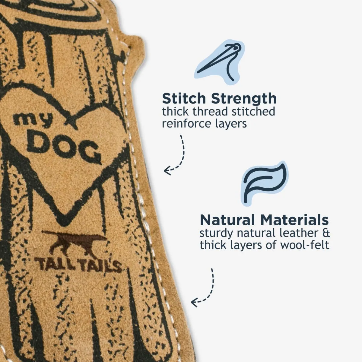Natural Leather Love My Dog Log Toy - additional image