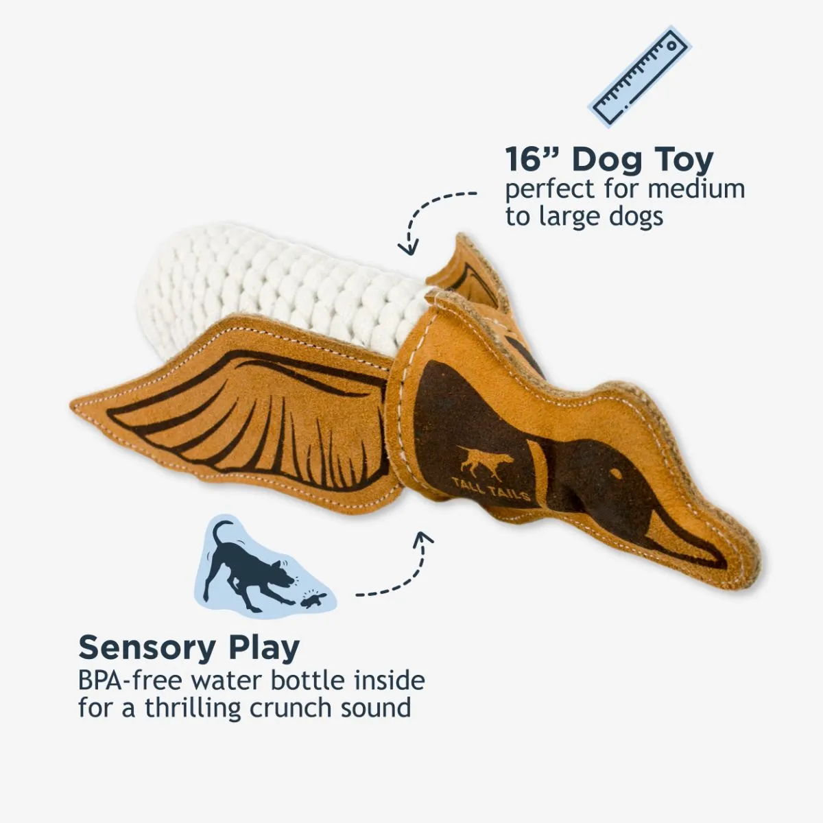Natural Leather Quacker Rope Tug Dog Toy - additional image