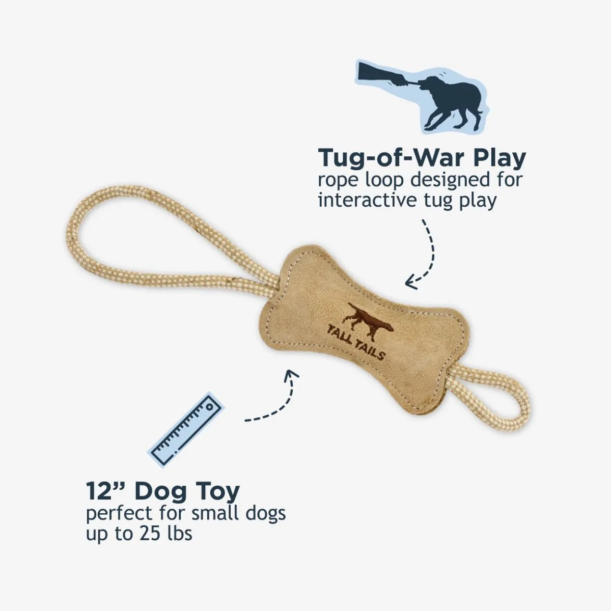 Natural Wool Bone Tug Dog Toy - additional image