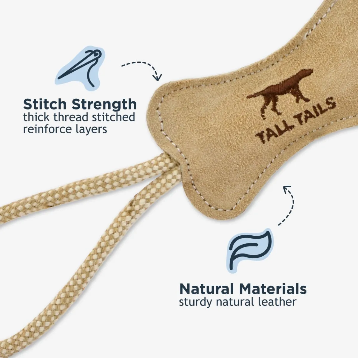 Natural Wool Bone Tug Dog Toy - additional image
