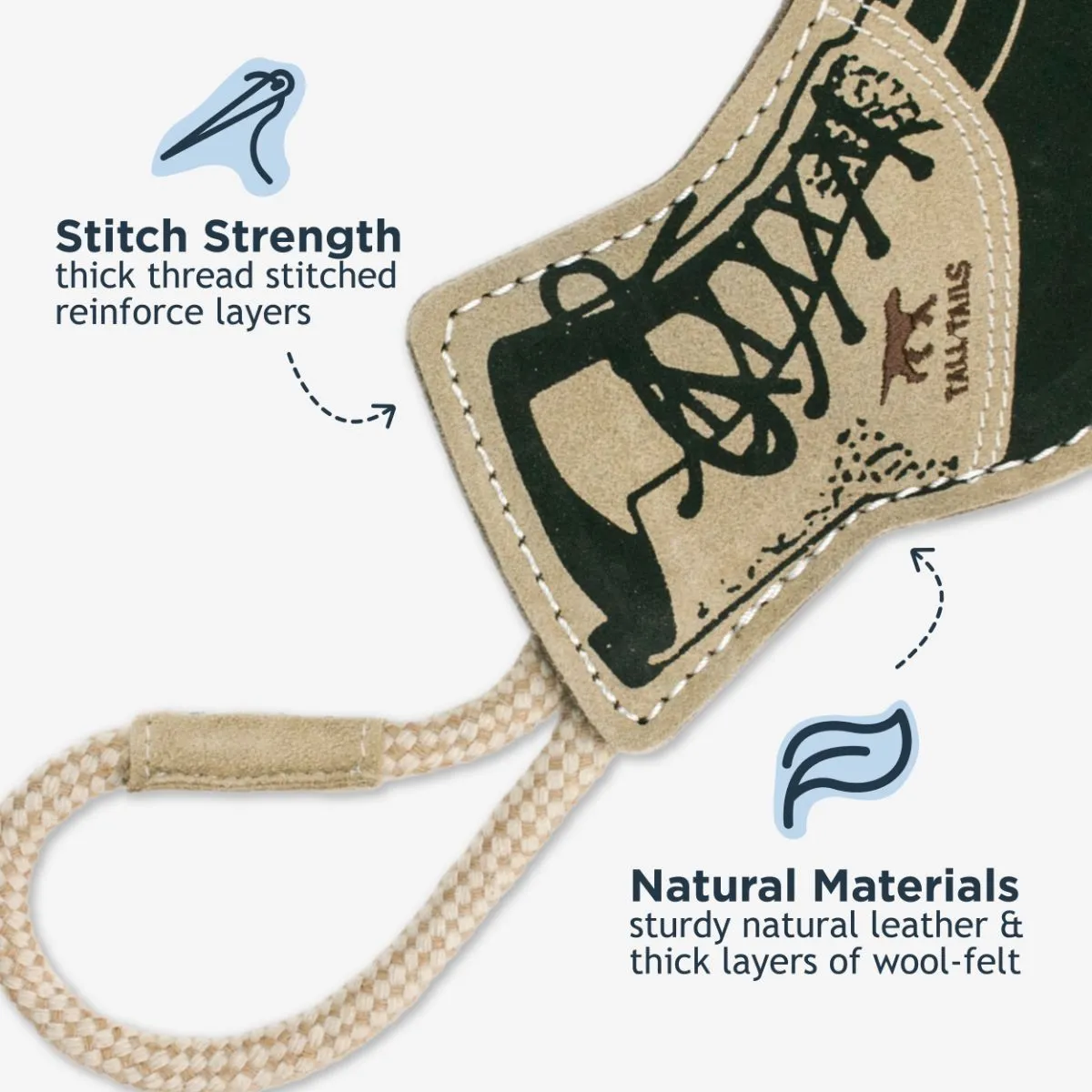 Natural Leather Boot Tug Dog Toy - additional image